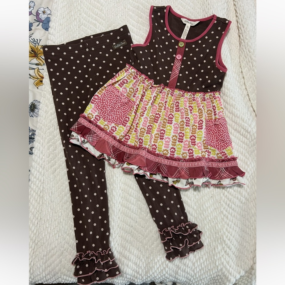 Matilda Jane Brown and Pink Kids Matching Set